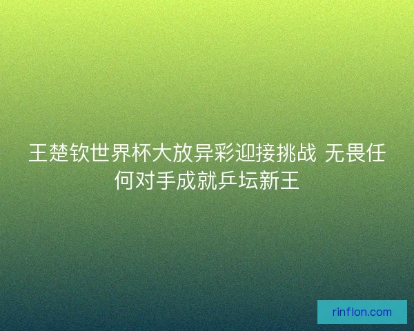 王楚钦世界杯大放异彩迎接挑战 无畏任何对手成就乒坛新王 王楚钦世界杯大放异彩迎接挑战 无畏任何对手成就乒坛新王