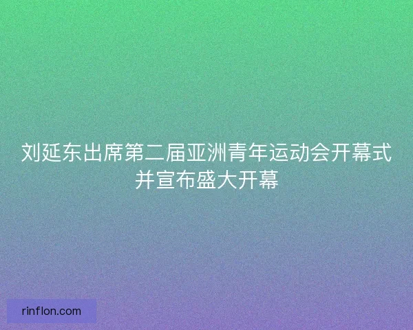 刘延东出席第二届亚洲青年运动会开幕式并宣布盛大开幕